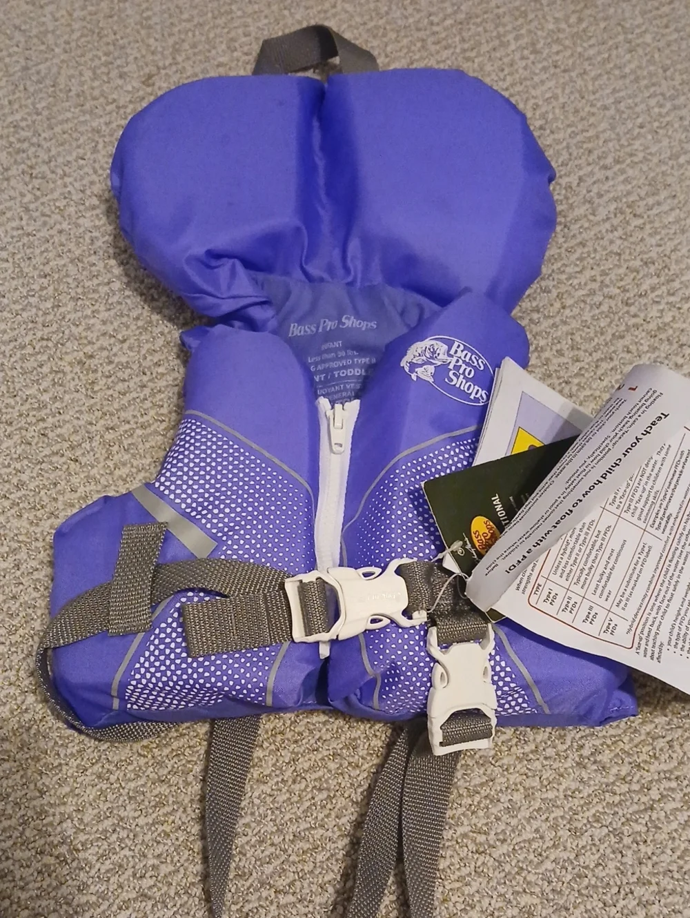NWT Bass Pro Shops Infant Less Than 30 pounds Purple PFD Life Jacket